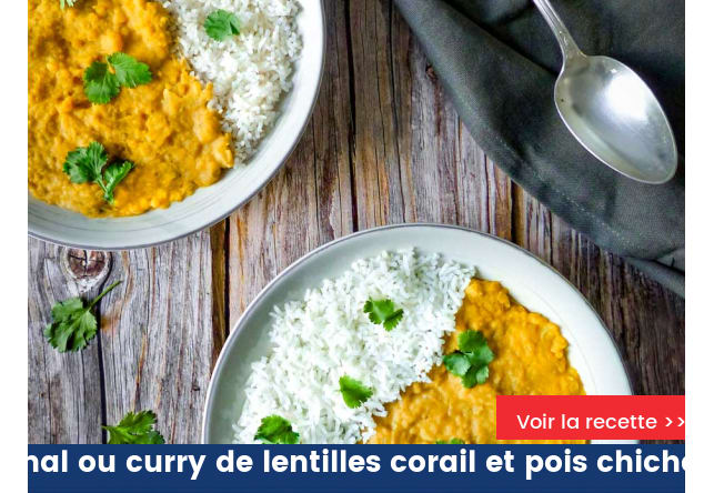 Dhal ou curry de lentilles corail et pois chiches
